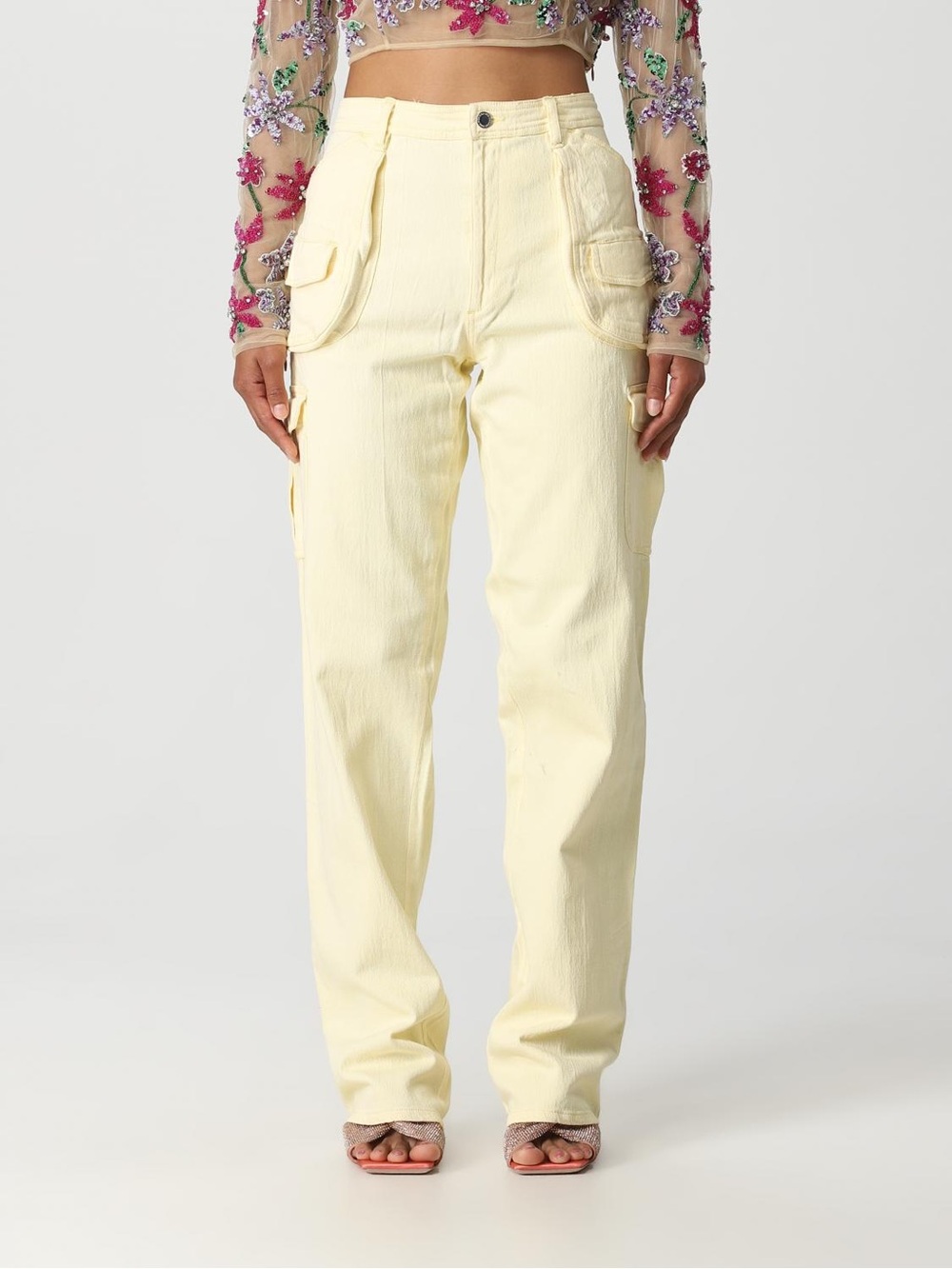 Women’s Cream Utility Straight-Leg Pants
